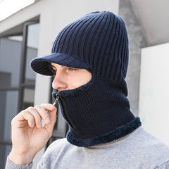 Vintage Knitted Hat Men's Outdoor Sports Pullover Hat Fleece Thread Hat