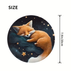 Fox Round Mouse Pad Non-slip Rubber Base Gaming Mouse Pad