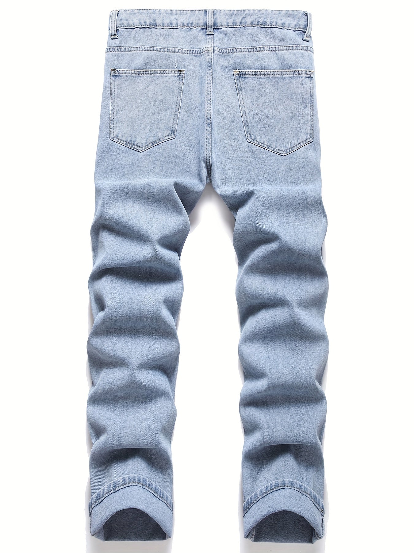 Mens Embroidered Ox Head Jeans Straight Regular Denim Jeans