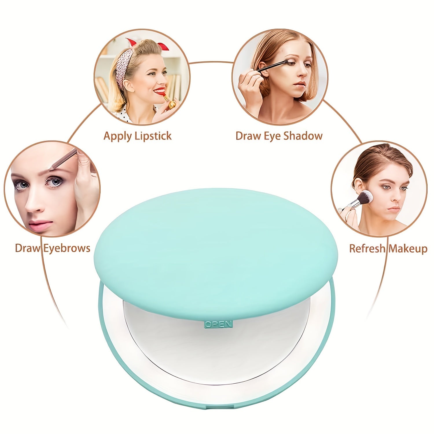 Compact Mirror With Light 1X 3X Magnification LED Travel Makeup Mirror