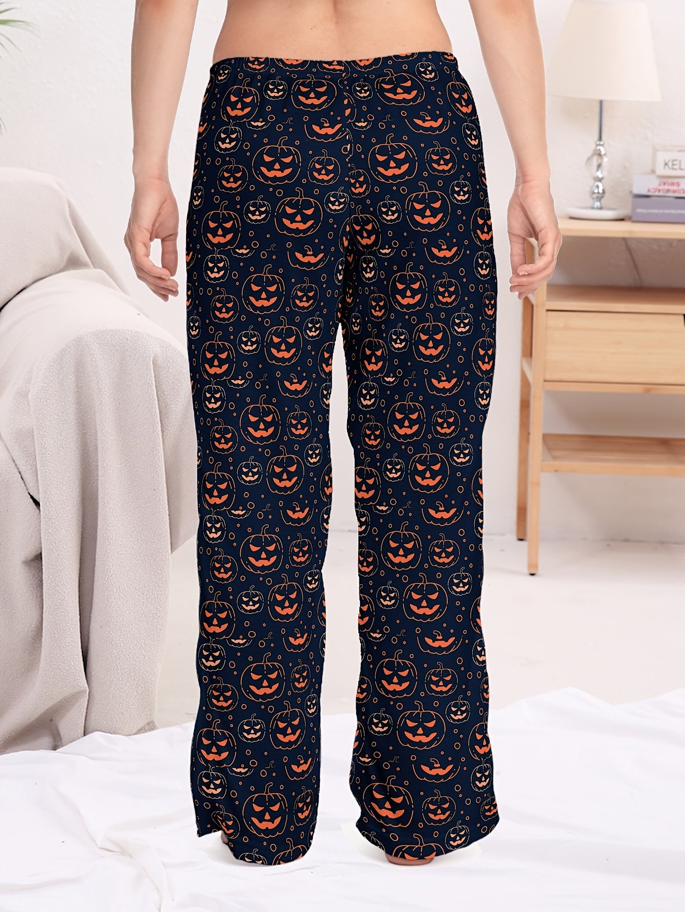 Pumpkin Print Sleep Bottoms Women's Pants