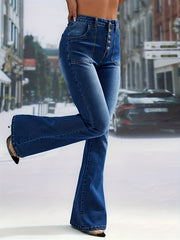 High Waist Flared Jeans Bell Bottom Denim Pants Women's Clothing