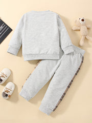 Bear Print Pants & Sweatshirt Set for Baby Toddler Boys/Girls