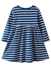 Preschool Girls' Unicorn Striped Long Sleeve Dress