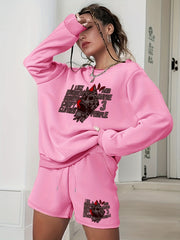 Women's Plus Halloween Graphic Sweatshirt & Shorts Set