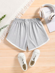Girls' Basic Shorts Contrast Binding Comfortable And Breathable