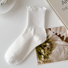 3 Pairs Kids Ruffled Crew Socks Breathable Comfy Spring Autumn Children Socks