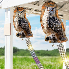 Patio Balcony Owl Bird Repellent with Reflective Ribbon