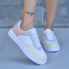 Women's Lace-Up Platform Sneakers Low Top Board Shoes Outdoor Running Shoes