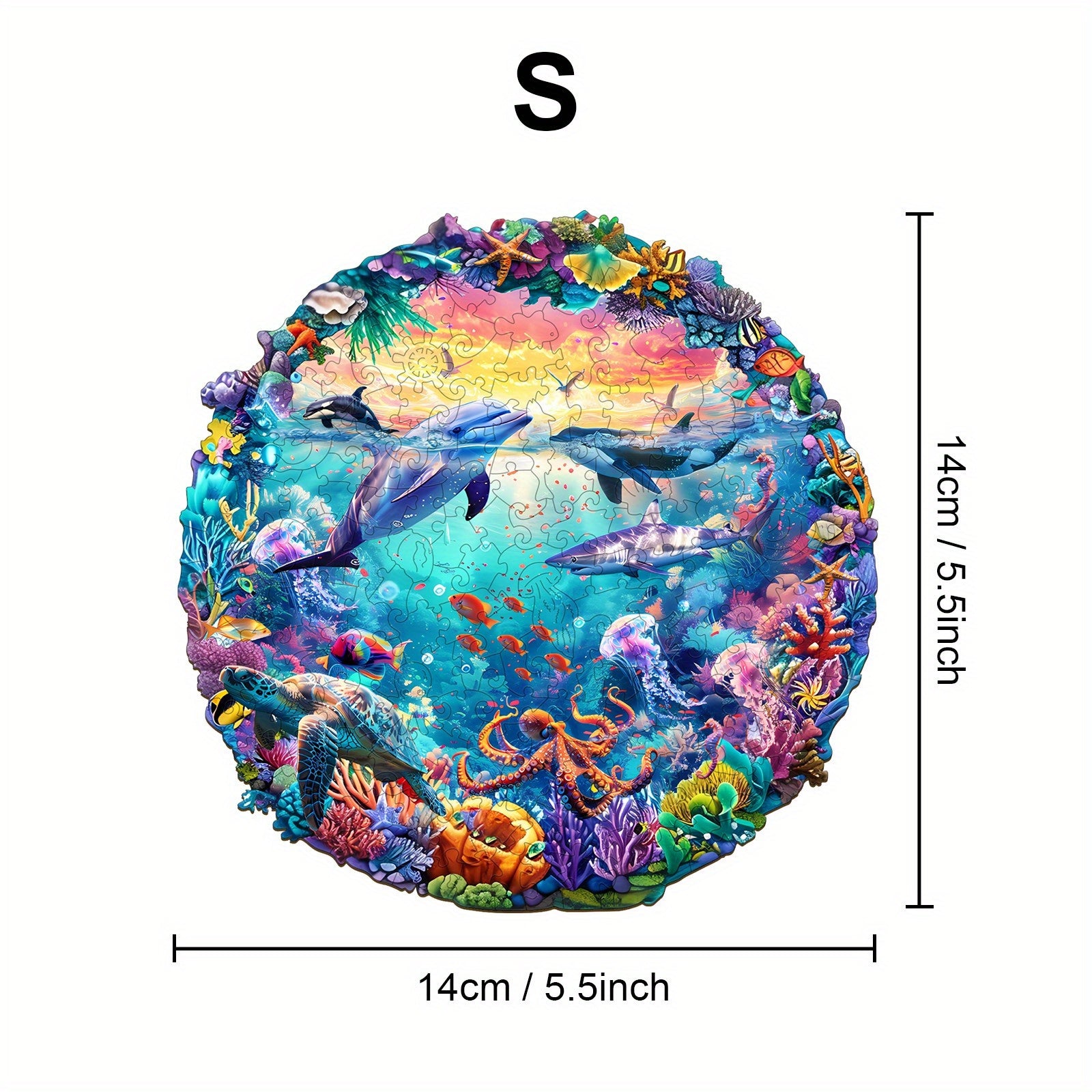 Ocean World Wooden Jigsaw Puzzle with Dolphins and Tropical Fish