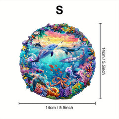 Ocean World Wooden Jigsaw Puzzle with Dolphins and Tropical Fish