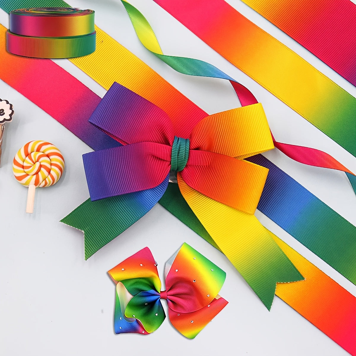 3 Meters Double Sided Rainbow Satin Ribbons for Crafts & Decor