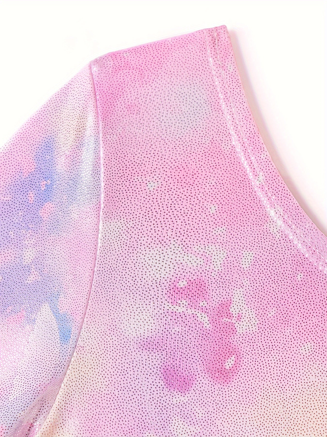 Girls Stretchy Tie Dye Long Sleeve Gymnastics Outfits Slim Dance Suit