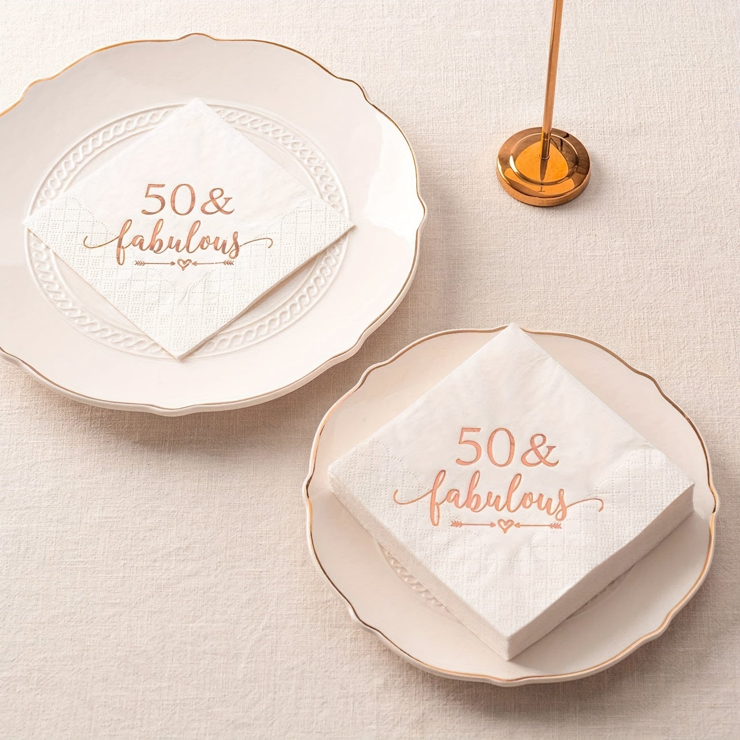 50 & Fabulous Napkins for Women's 50th Birthday Party - 20pcs 2 Ply