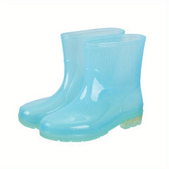 Women's Solid Rain Boots Anti slip Waterproof PVC Calf Boots
