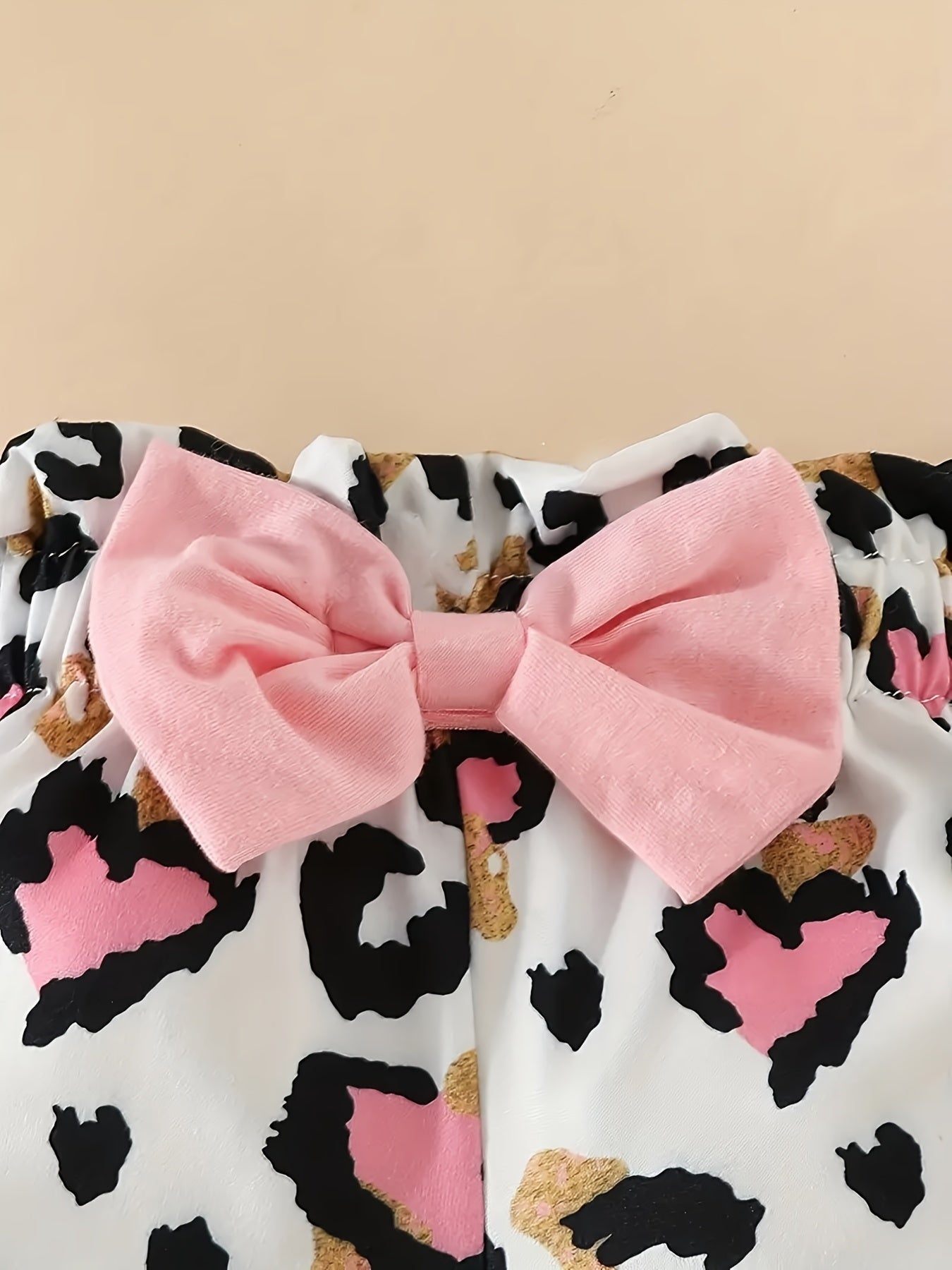 3pcs Baby Girls Letter Print Onesie Romper & Leopard Print Pants Set