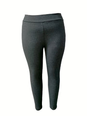 Women's Plus Solid Fleece High Rise Leggings