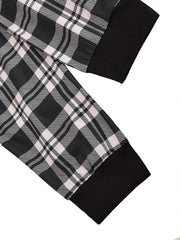 Ice Cream & Plaid Pajama Set Short Sleeve Crew Neck Top & Pants