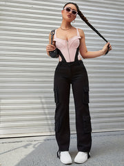 Cargo Pants Loose Fit High Waist Y2K Kpop Women's Denim Jeans