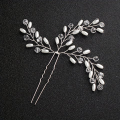 Bride Wedding Hair Comb Leaves Rhinestone Pearl Bridal Hair Comb