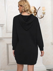 Solid Mid Length Pocket Hoodie Casual Long Sleeve Drawstring Hoodies