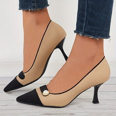 Pearl Decor Cap Toe Stiletto Heels