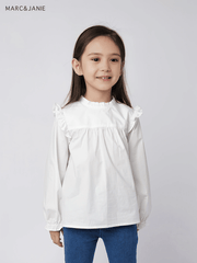 MARC&JANIE Girls Ruffle Stand Collar Cotton Shirt