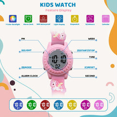 3pcs Unicorn Watch Bracelet For Girls Waterproof Alarm Clock Calendar Watch