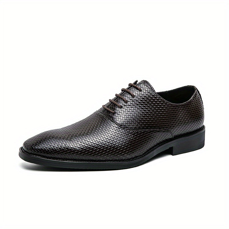 Men's Woven Effect Oxford Shoes Lace up Front Dress Shoes For Men