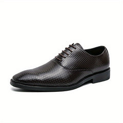 Men's Woven Effect Oxford Shoes Lace up Front Dress Shoes For Men