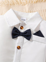 Baby Boy Clothes Suit Toddler Gentleman Outfits Formal Dress Shirt Bowtie
