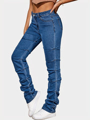 High Waist Slim Fit Stacked Jeans Medium Stretch Denim