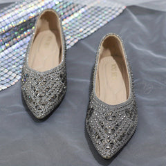 Studded Knit Ballet Flats Soft Sole Slip On Anti-Skid Shoes