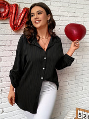 Ribbed Long Sleeve Button-Up Shirt
