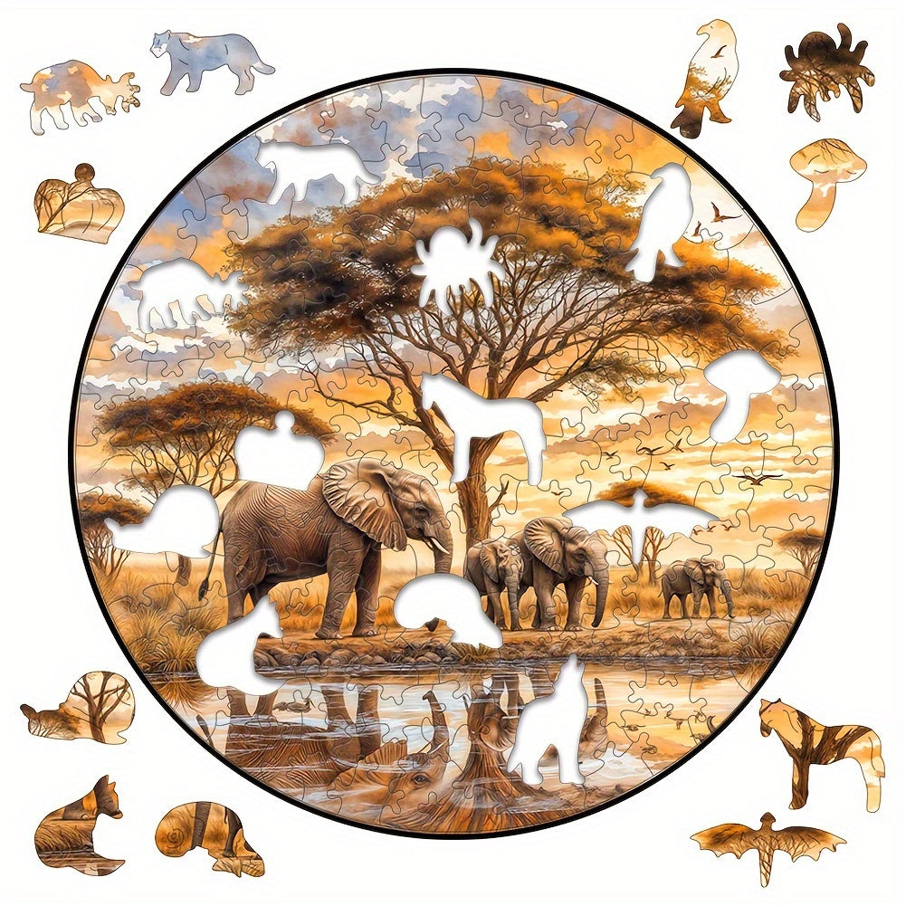 Elephant Family Animal Puzzle | Educational Wooden Puzzle