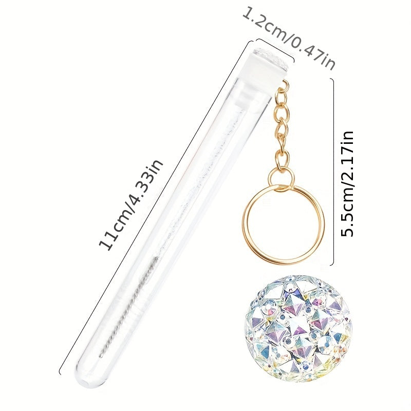 Crystal Mascara Wands & Brush Set with Reusable Key Chain Tube