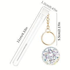 Crystal Mascara Wands & Brush Set with Reusable Key Chain Tube