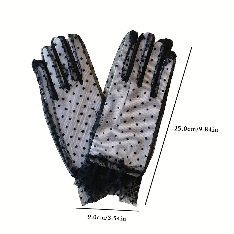 Lace Polka Dot Gloves Thin Short Classic Decorative Gloves For Women