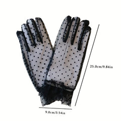Lace Polka Dot Gloves Thin Short Classic Decorative Gloves For Women