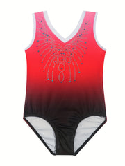 Girls Gradient Sleeveless Gymnastics Leotard