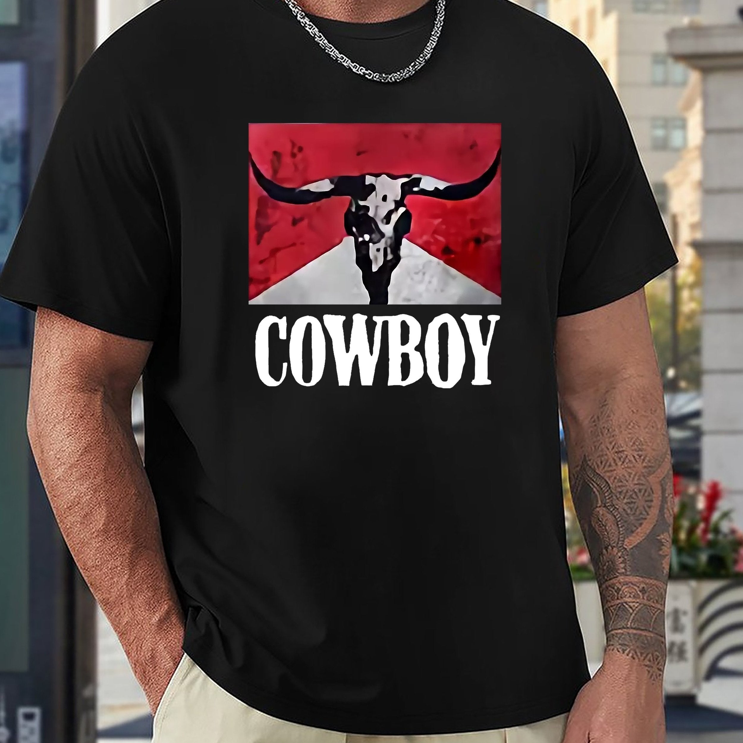 COWBOY Pattern Print Men's Sports T-shirt Outdoor Fitness Gift