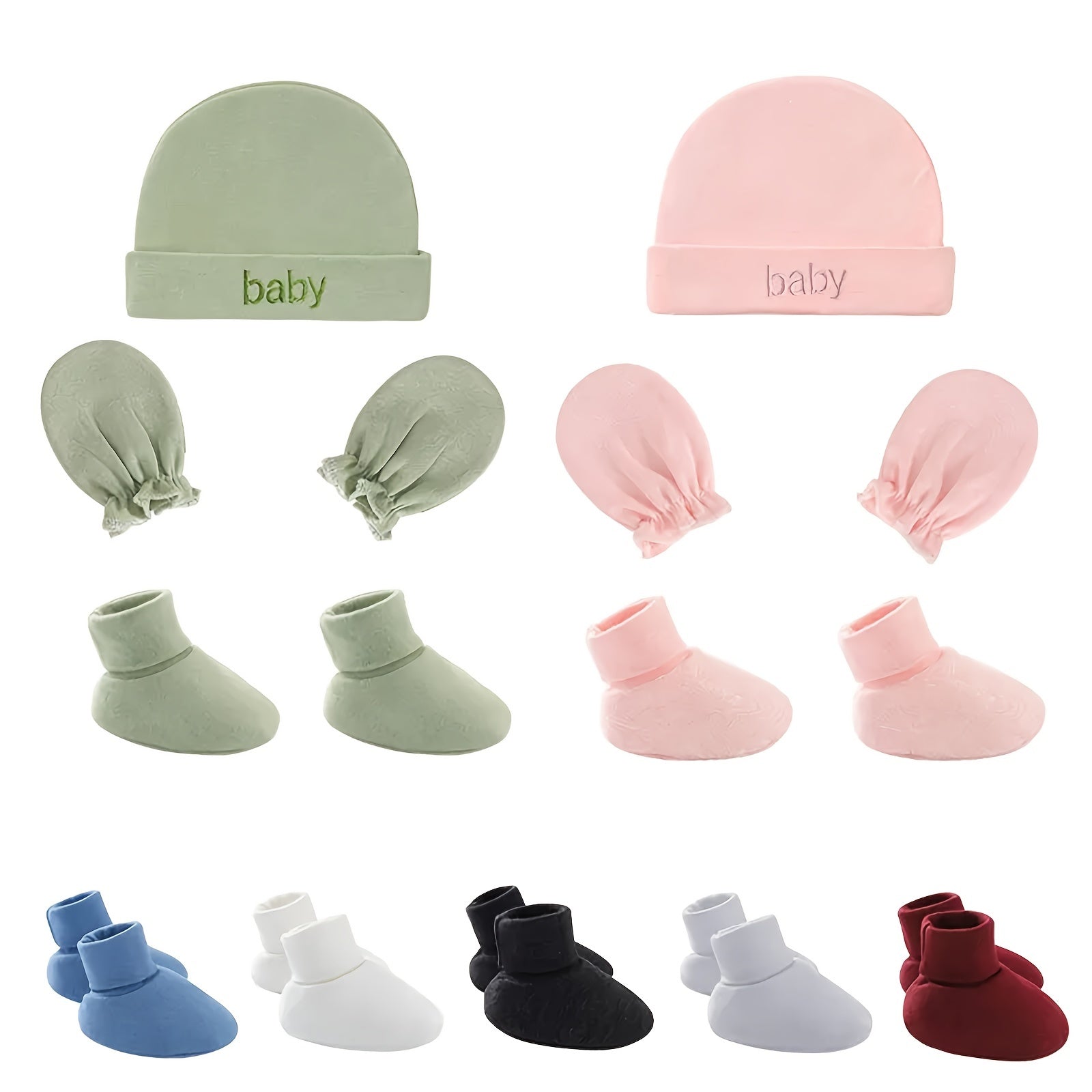 Newborn Fetal Cap & Gloves & Foot Covers Set for Baby Photography Props
