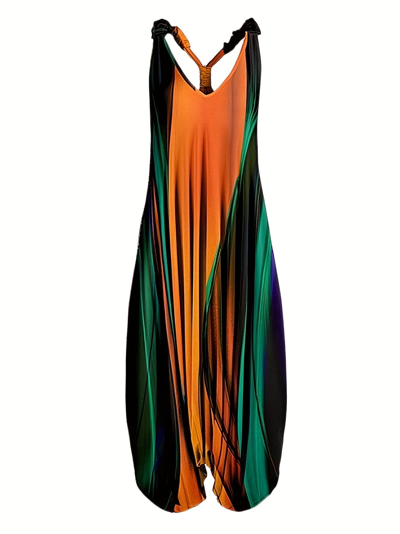 Graphic Print V Neck Jumpsuit for Women