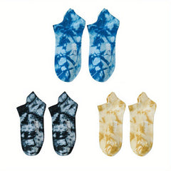 3 Pairs Tie Dye Short Socks Novelty & Funny Low Cut Sports Socks