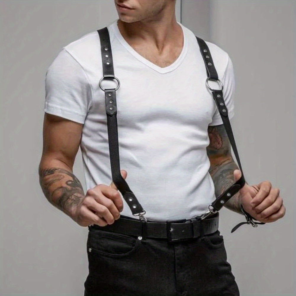 Men's PU Leather Harness Rivet O-Ring Belt