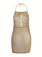 Boho Style Halter Backless Cover Up Beach Dress