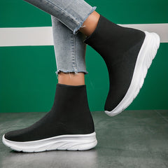Women's High Top Slip On Sock Sneakers Breathable Knit Shoes