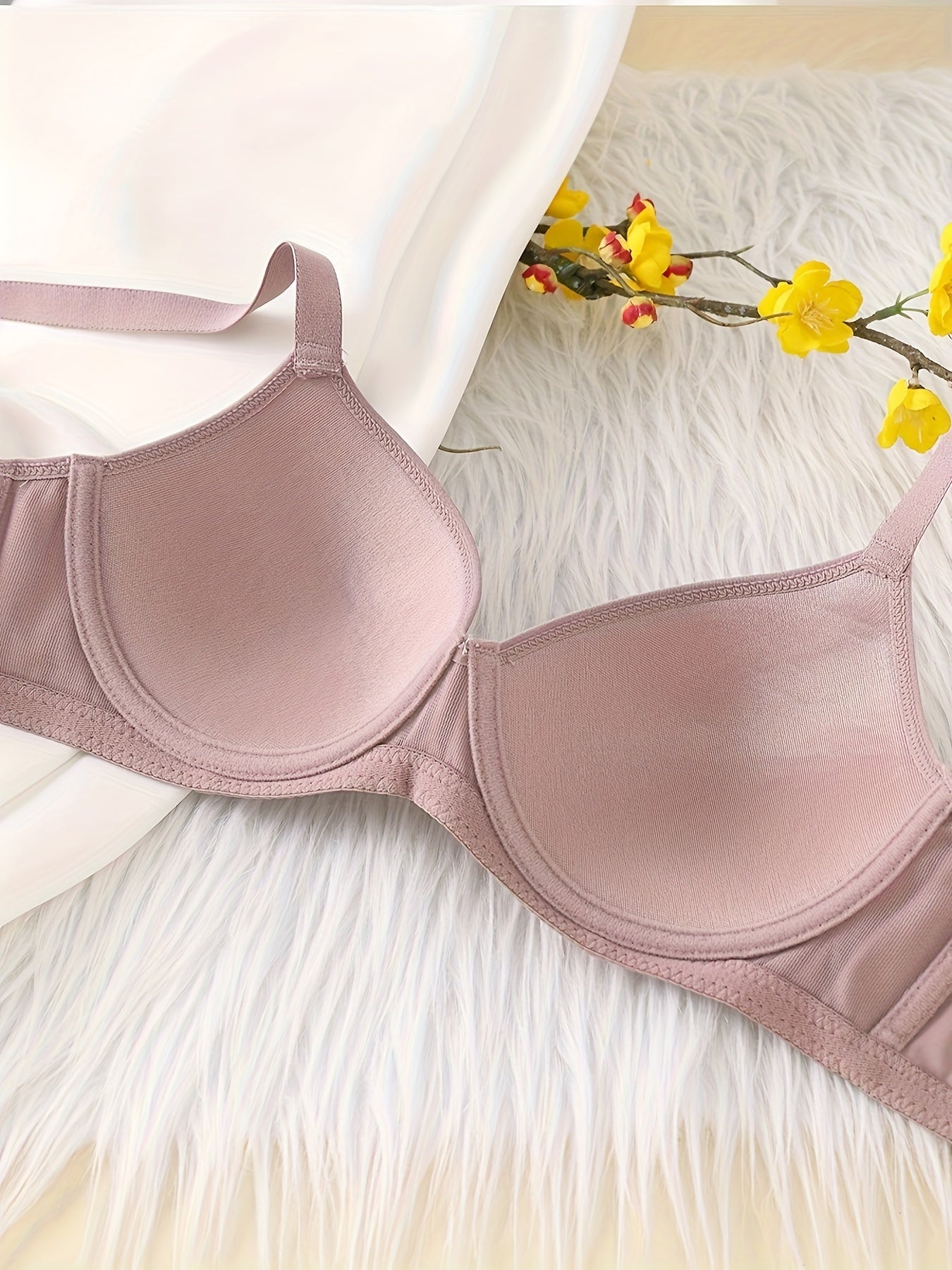 2pcs Solid T Shirt Bras Comfy Push Up Bra Women's Lingerie & Underwear