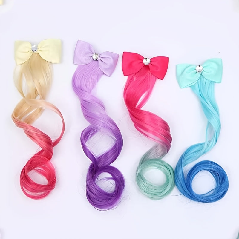 Girls Bow Gradient Wig Hair Hair Clips Decorative Hair Accessories