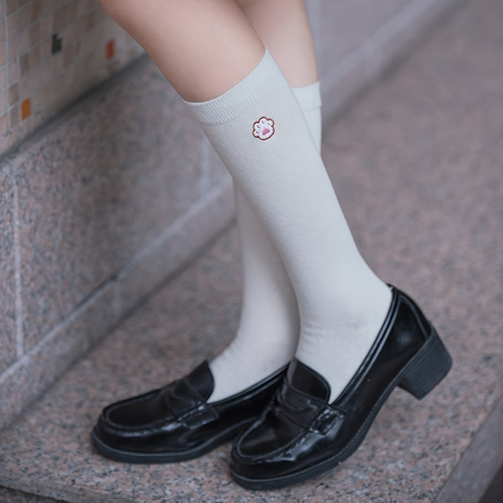 Cat Claw Embroidery Socks Crew Stockings Women's Hosiery